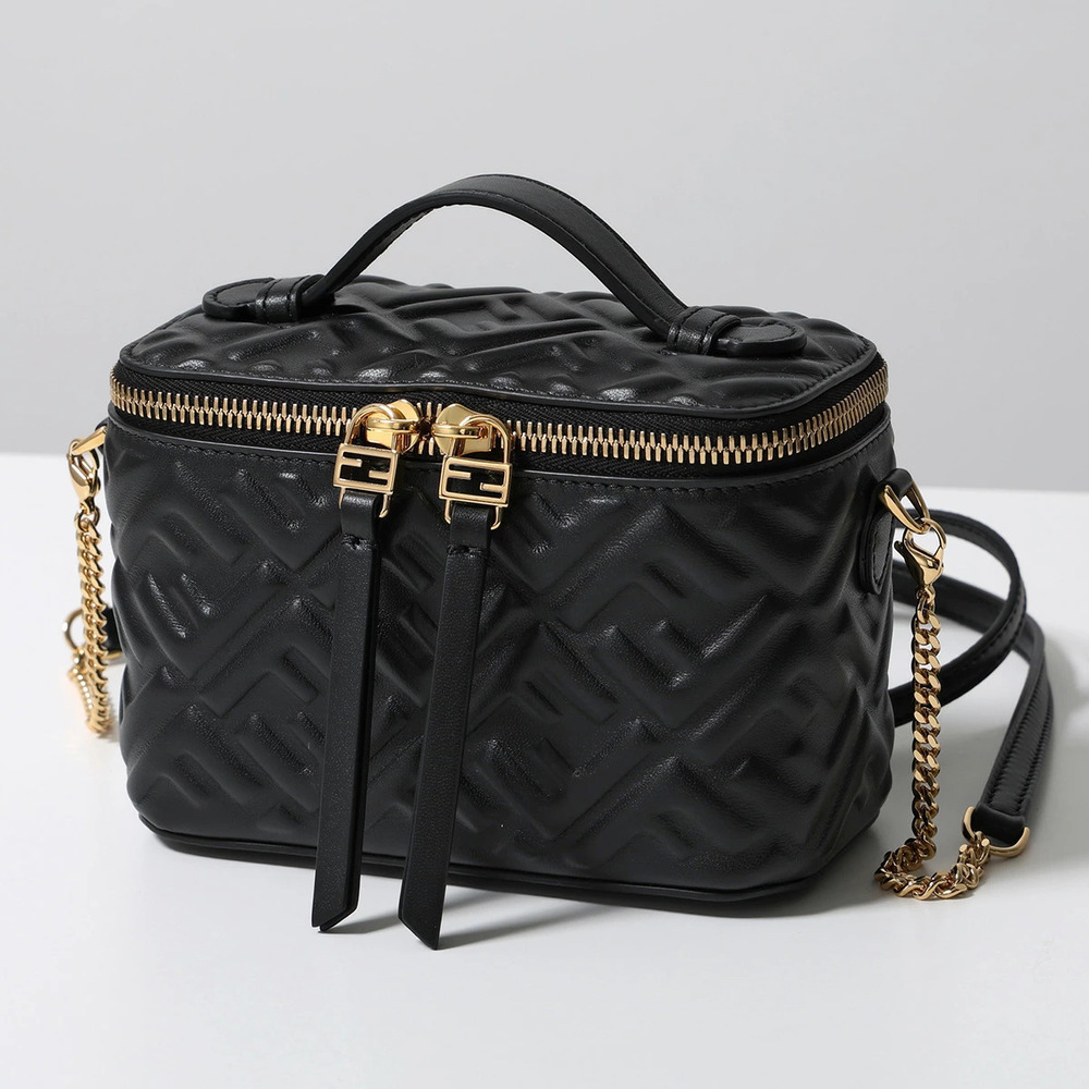 Fendi Vanity Shoulder Bag Leather Handbag FF Motif